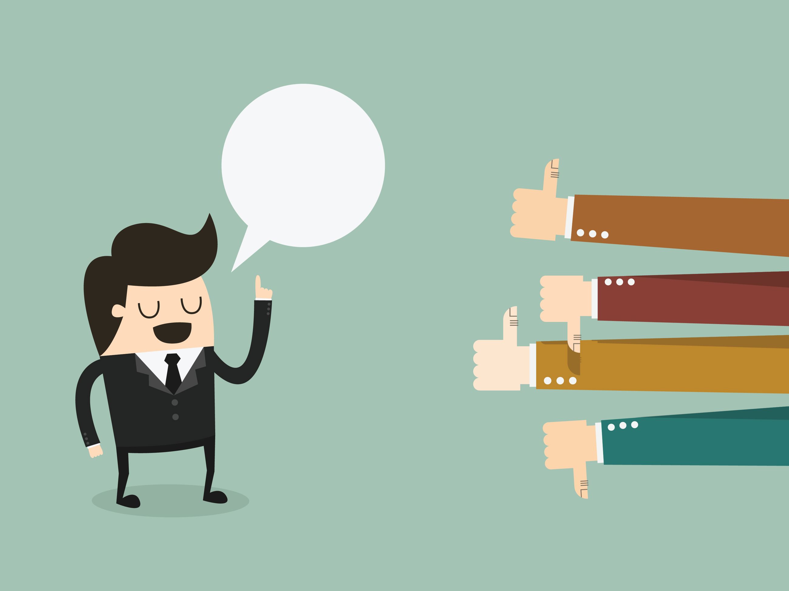 tegning af mand der brokker sig